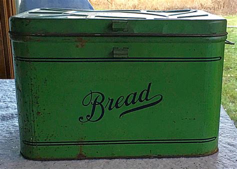 green metal bread box|metal farmhouse bread box.